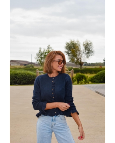 Navy sweater ruffle