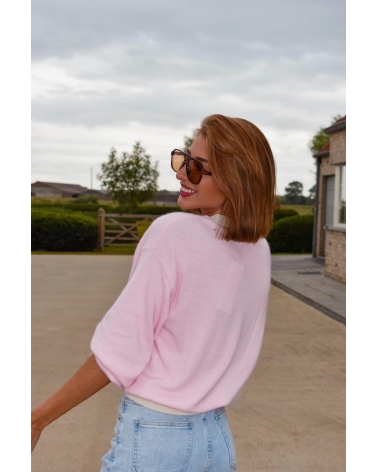 Double color sweater pink
