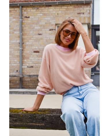 Double color sweater peach