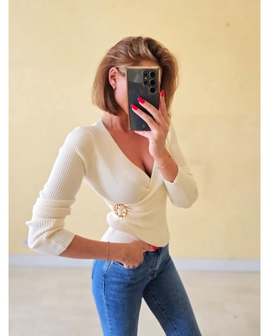 Ecru top gold boucle