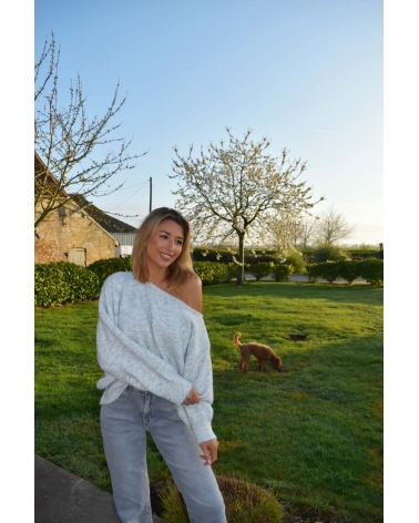 Grey off shoulder sweater