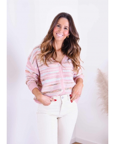 Pink gilet stripe sweather